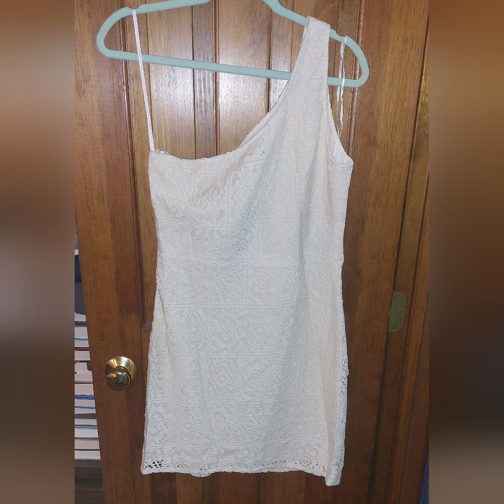 Lulus In My Mood Crochet Lace One Shoulder Mini Dress in Ivory - Picture 8 of 13